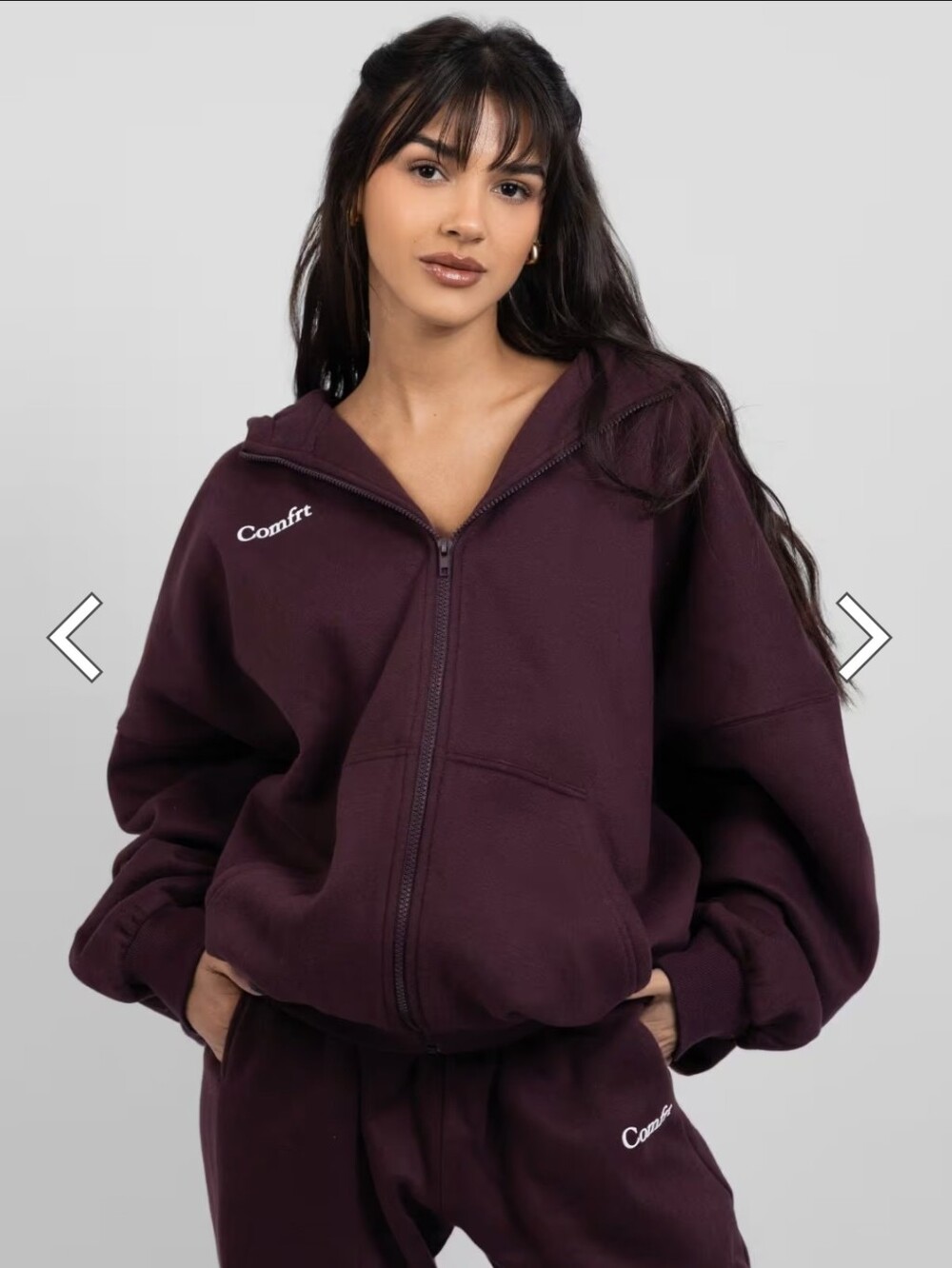 Comfrt Maroon Cloud Zip Hoodie – Mega. Size Medium. Unisex.